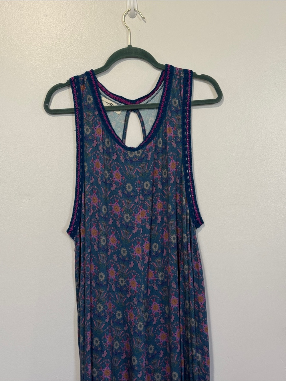 NATURAL LIFE Dusty Blue Medallions Sleeveless Jumpsuit, Size XL